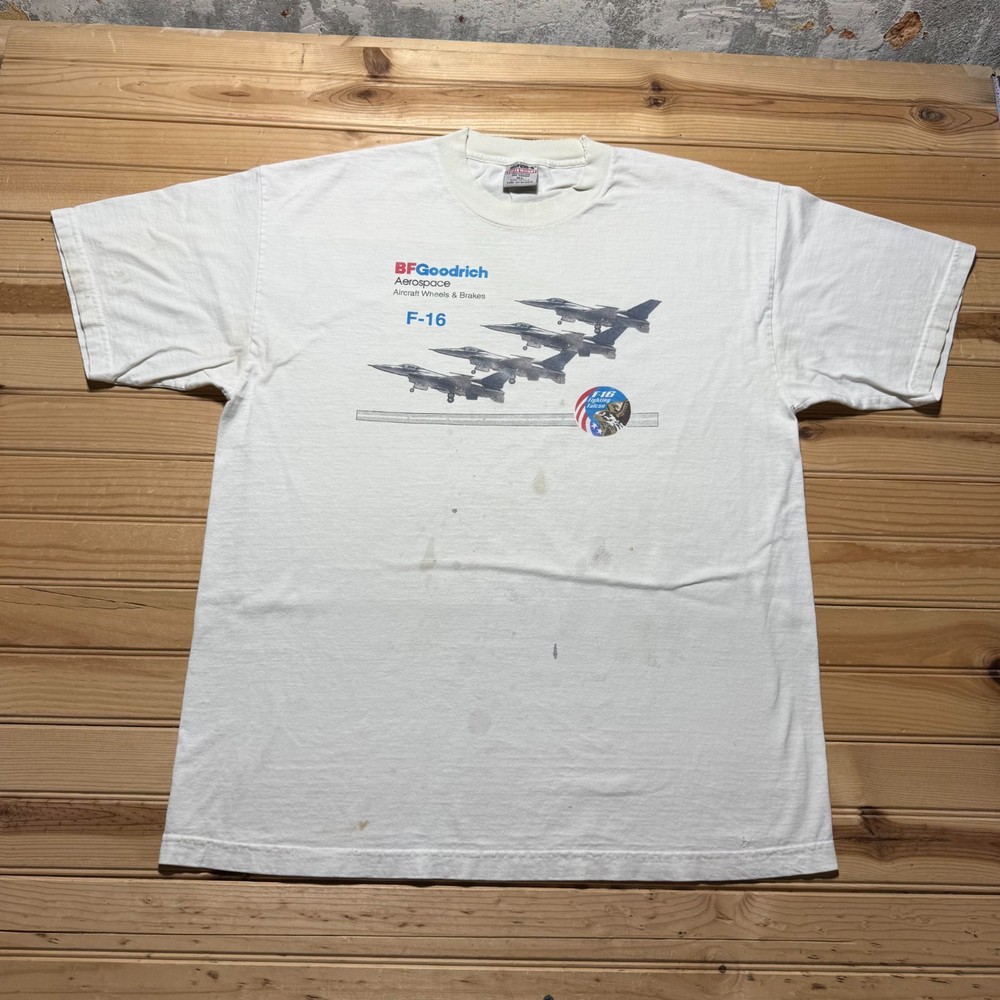 Vintage 90s BFGoodrich Aerospace F-16 Fighting Falcon Jet Air Force Shirt USA XL