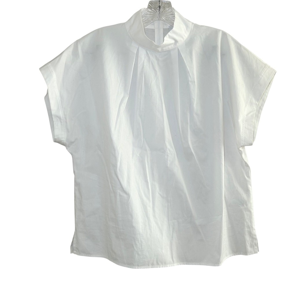 G. Label by Goop Goetz white Cotton Mock Neck Blouse Size 4 Classic minimal work