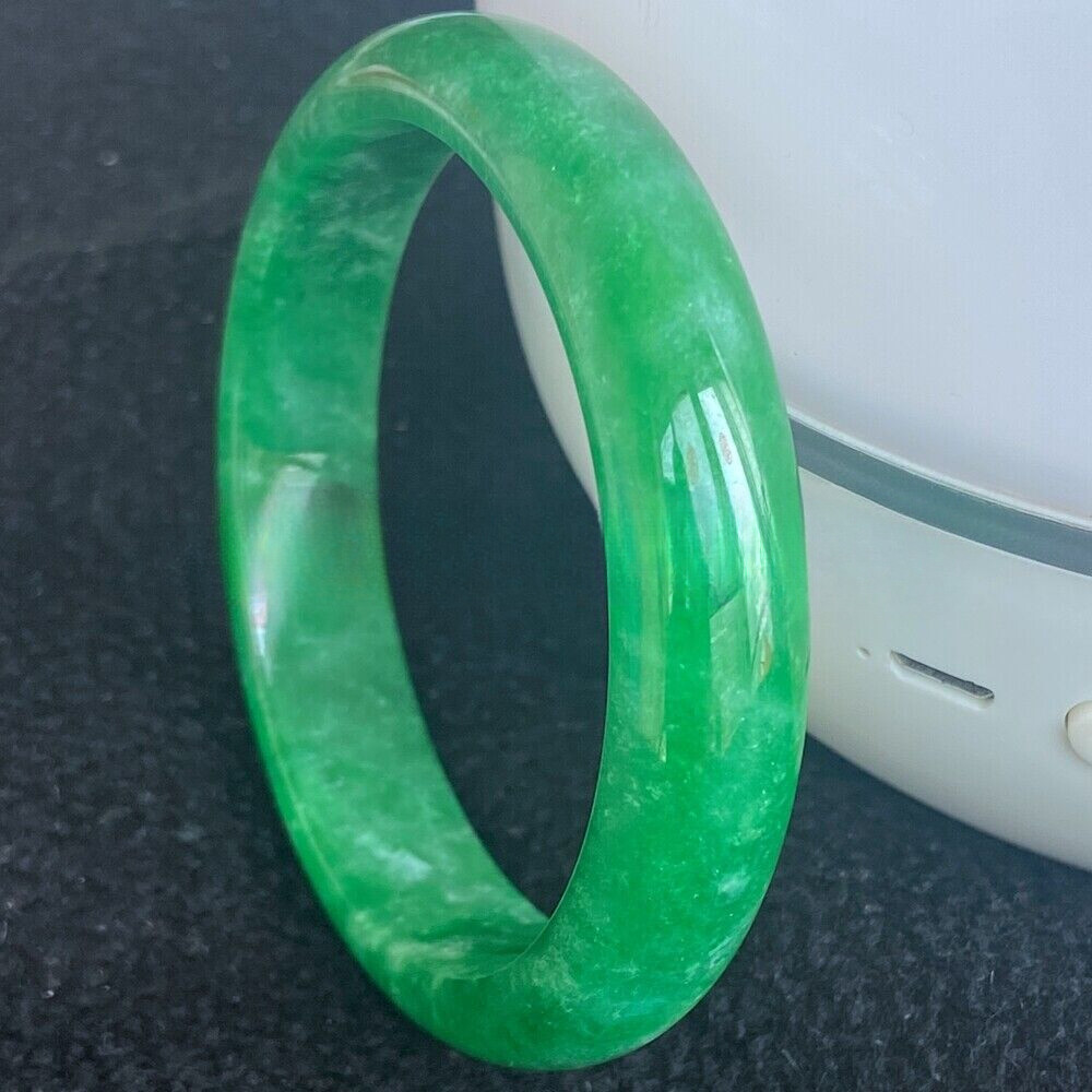 Grade A Natural Green Burma Jadeite Bangle Bracelet 56-57mm