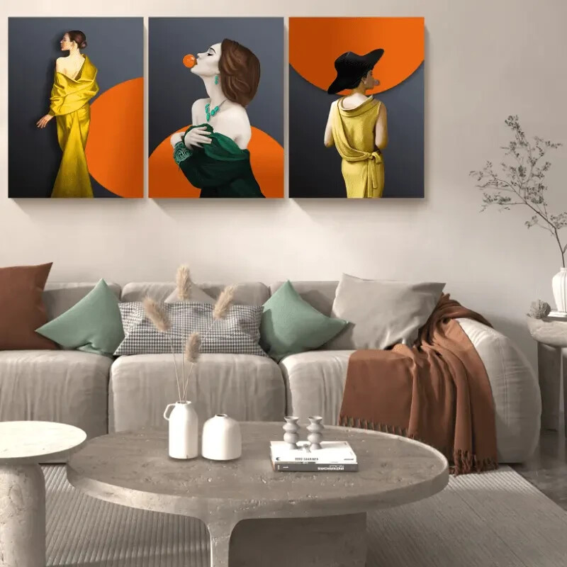3pcs Fashion Women's modern Wall Arts Canvas Unframed