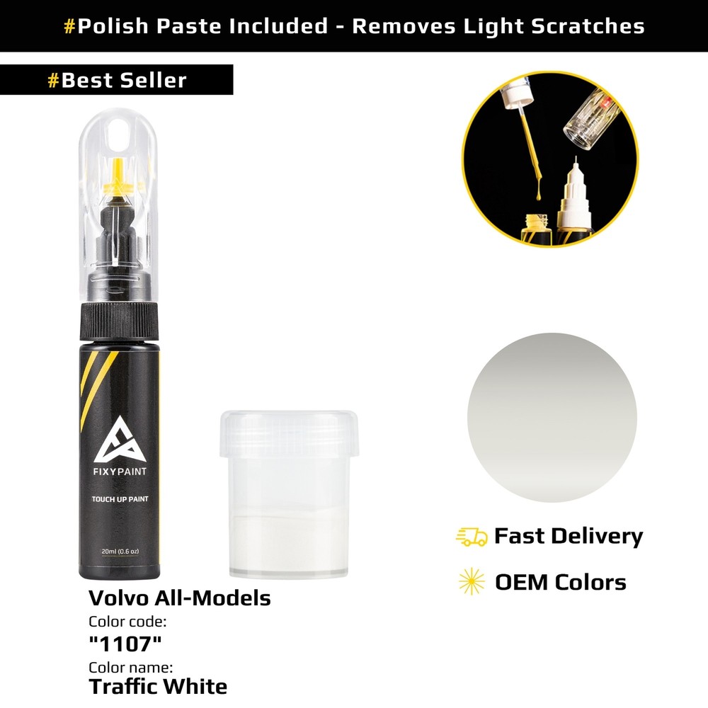 Volvo Touch Up Paint 1107 Traffic White for All Models