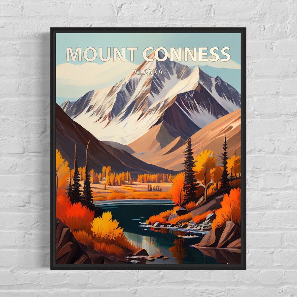 Mount Conness Alaska Retro Art Print Mount Conness Wall Art Painting Mount