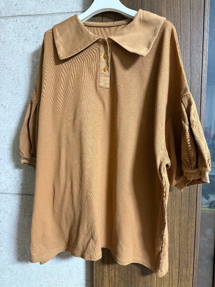 Nest Robe Brown Balloon Sleeve Large Collared Shirt Soft Fabric New Condition