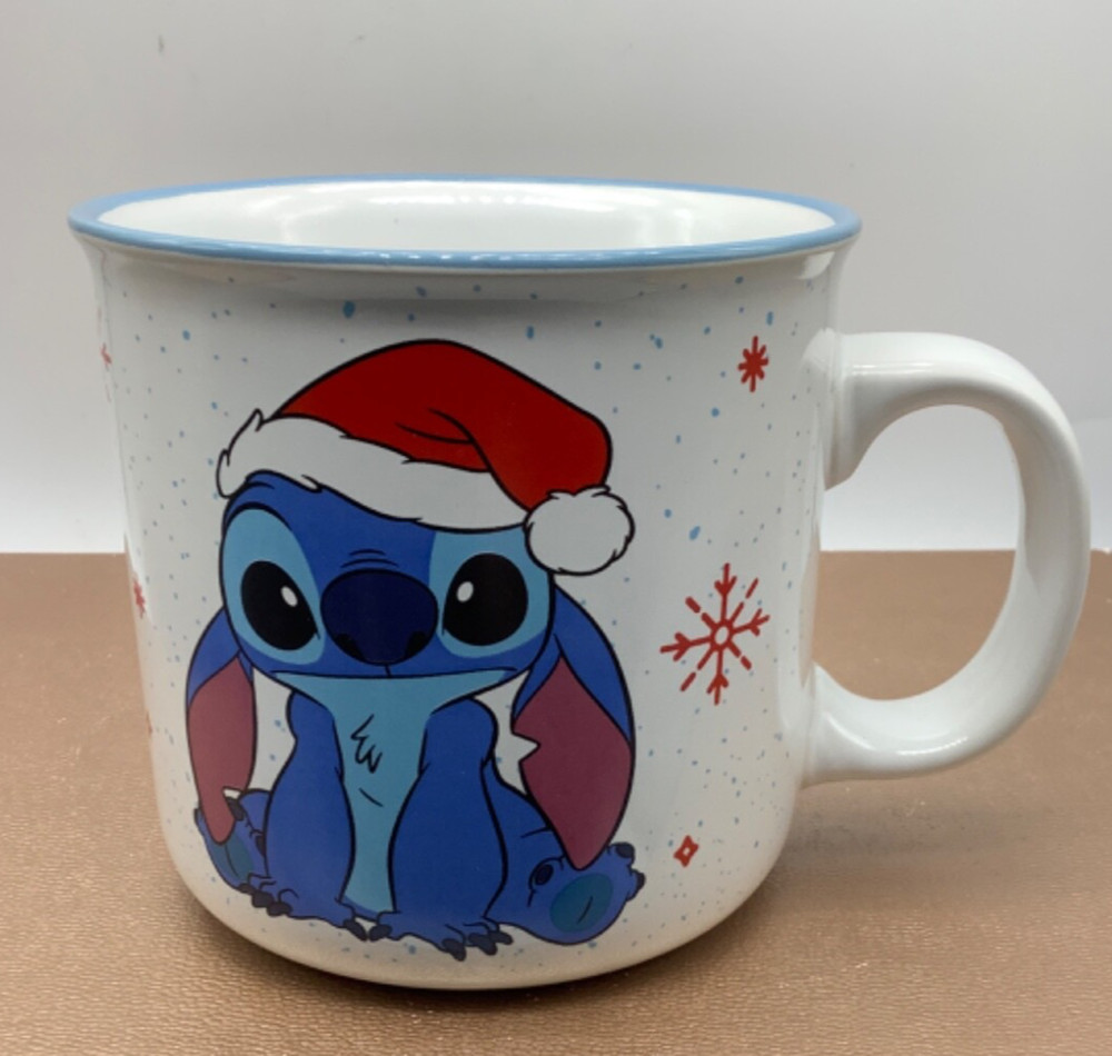 Disney Lilo & Stitch Christmas Holiday Ceramic Mug Santa Hat, 20 oz. , 4”