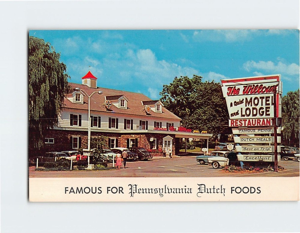 Postcard Willows Restaurant Motel Lodge Lancaster Pennsylvania USA North America