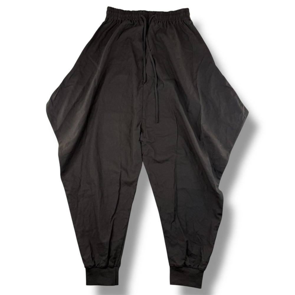 Men's Jogger Pants Medium Black 100% Linen Drawstring Tapered Leg Workout Yoga