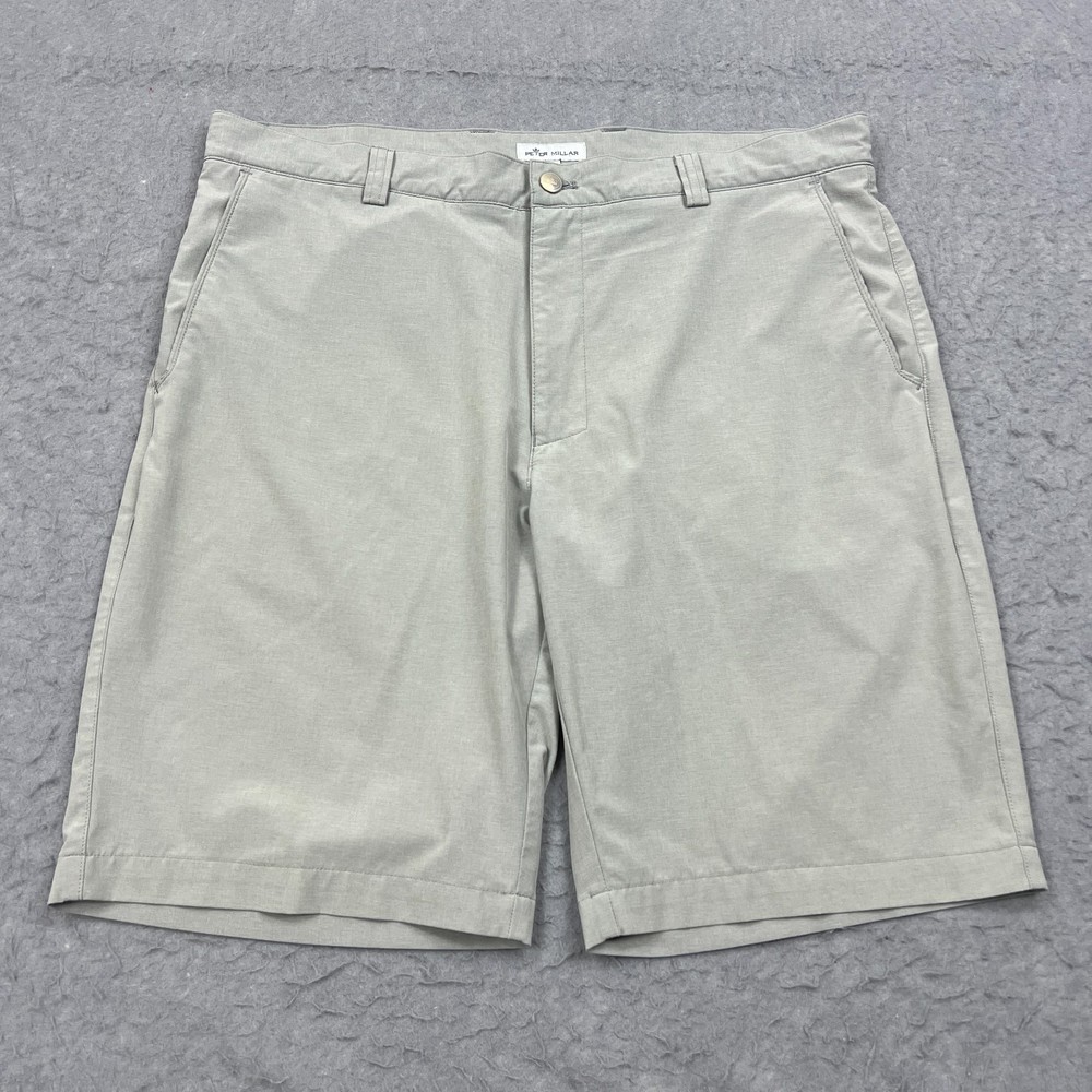 Peter Millar Shackleford Performance Short Men's 36 Gray Chino Crown Golf 10