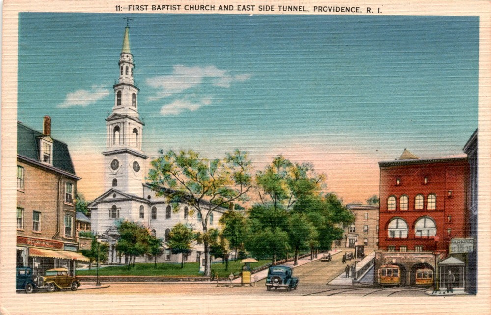 FIRST BAPTIST CHURCH, EAST SIDE TUNNEL, PROVIDENCE, R. I Postcard