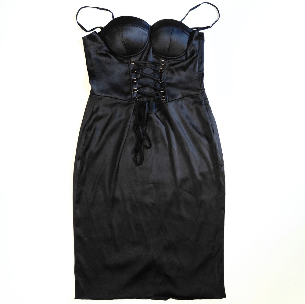 New Womens Meshki Black Camelia Corset Midi Cocktail Party Dress Plus Size XXL