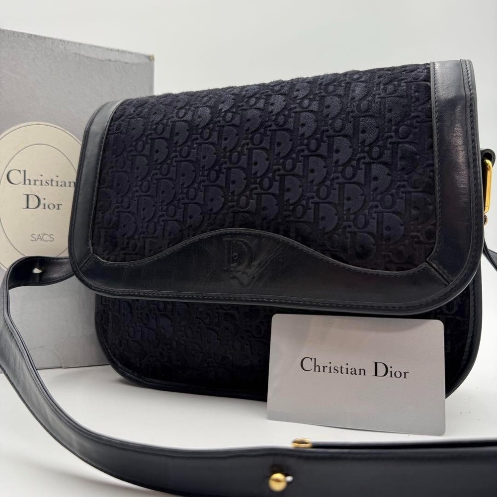 Christian Dior Trotter Suede Leather Shoulder Bag Rare Vintage Designer