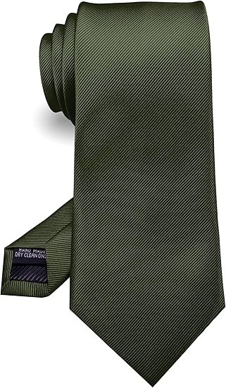 Solid Color Tie Formal Necktie for Men Olive Green2