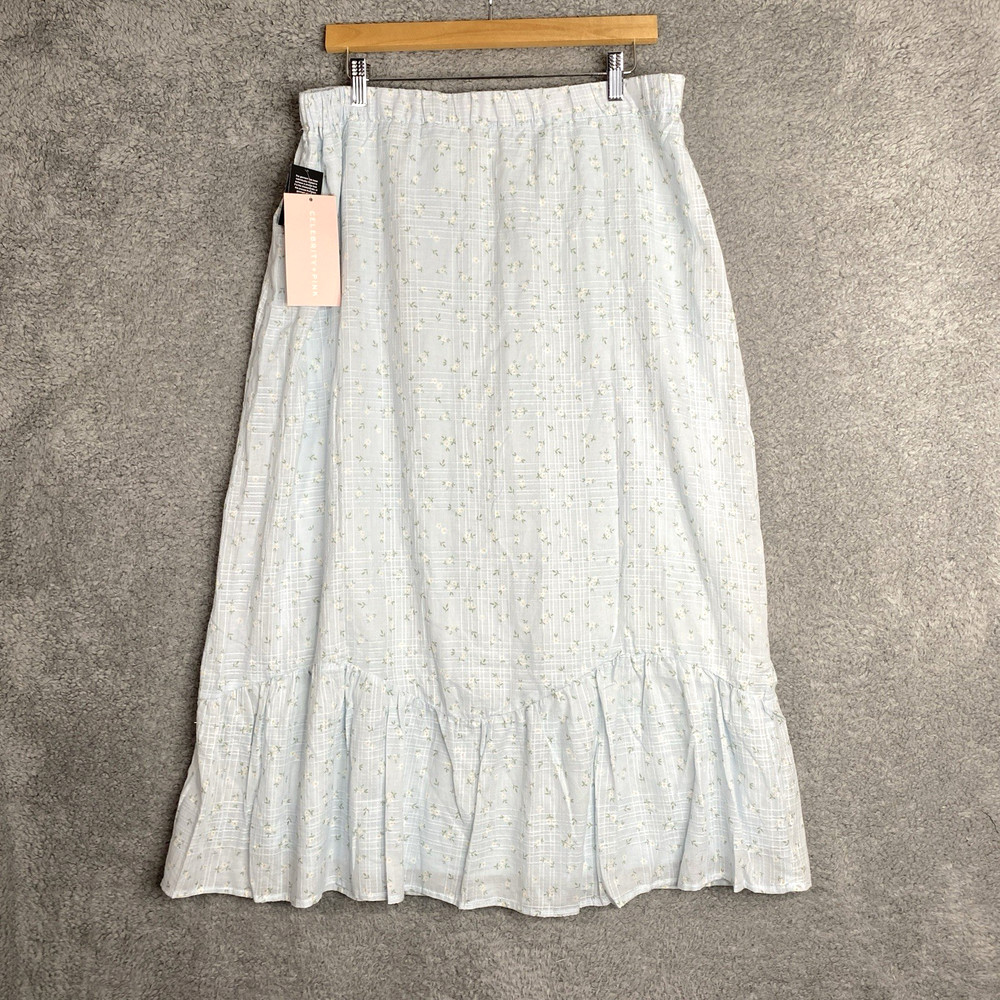 Celebrity Pink Womens Maxi Skirt Blue Floral Size XL Feminine Spring Romantic