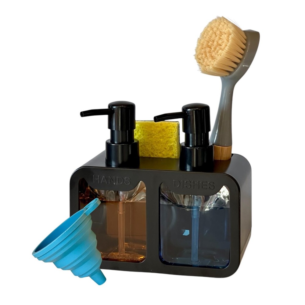 Soap Dispenser Set, 4-in-1 Dish Soap Dispenser for Kitchen Sink, Space Saving...