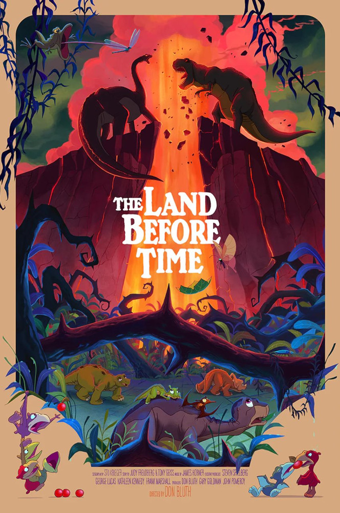 The Land Before Time Retro Dinosaur Animated Movie Poster