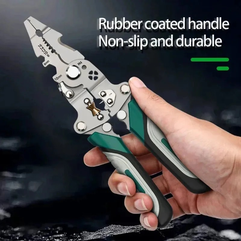1pc Foldable Wire Stripper Multi-Function Crimping Cutting Pliers Hand Tool