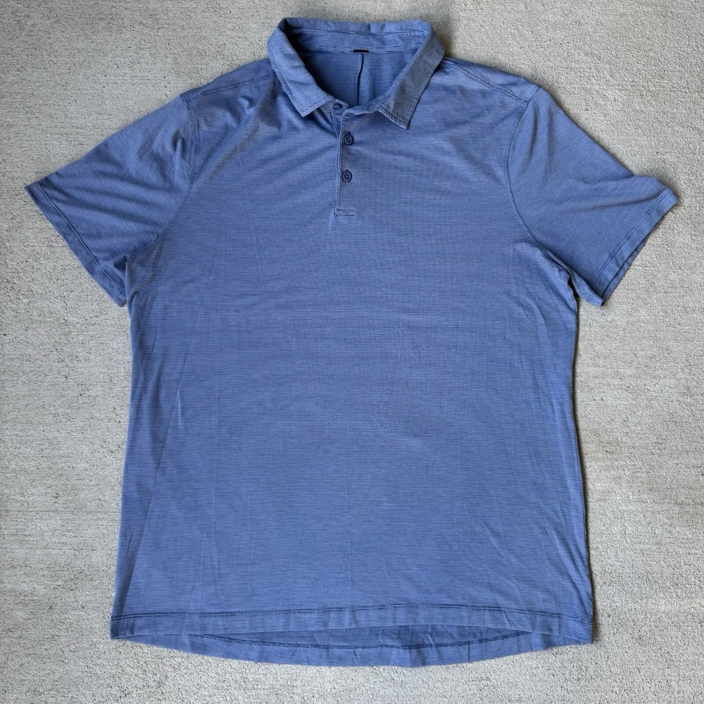 Men’s Lululemon Polo Shirt Size L? Performance Stretch Golf Athleisure Work Blue