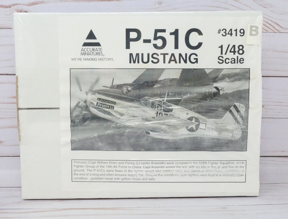 Accurate Miniatures 3419, North American P-51C Mustang Kit, 1/48 Scale Sealed-image