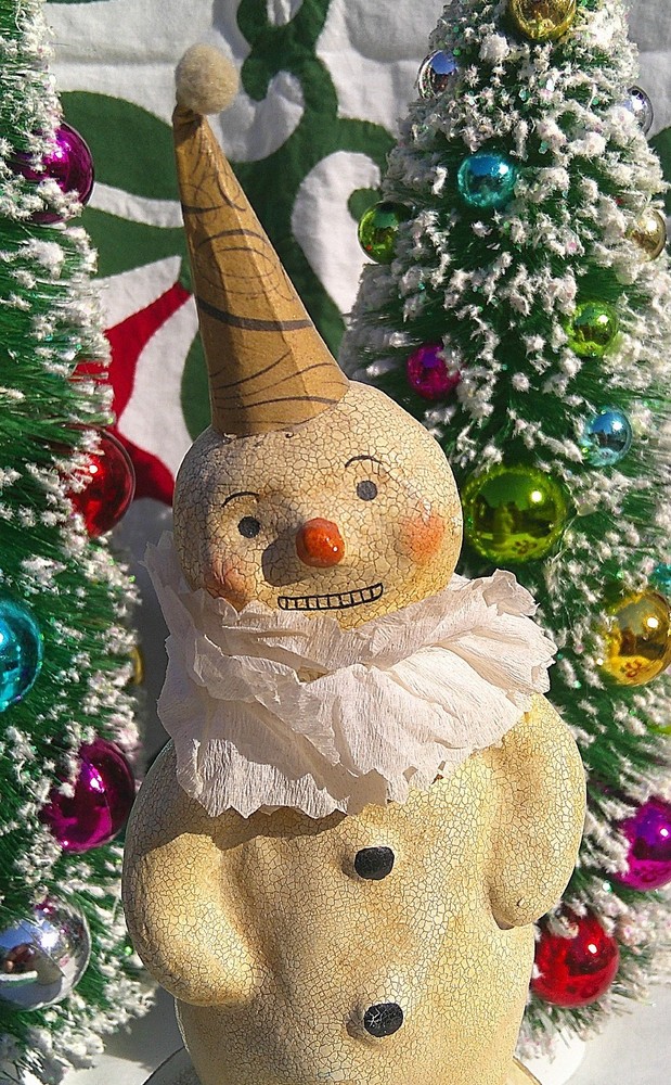 Nicol Sayre Christmas Roly Snowman on Candy Box VGUC 10 inches