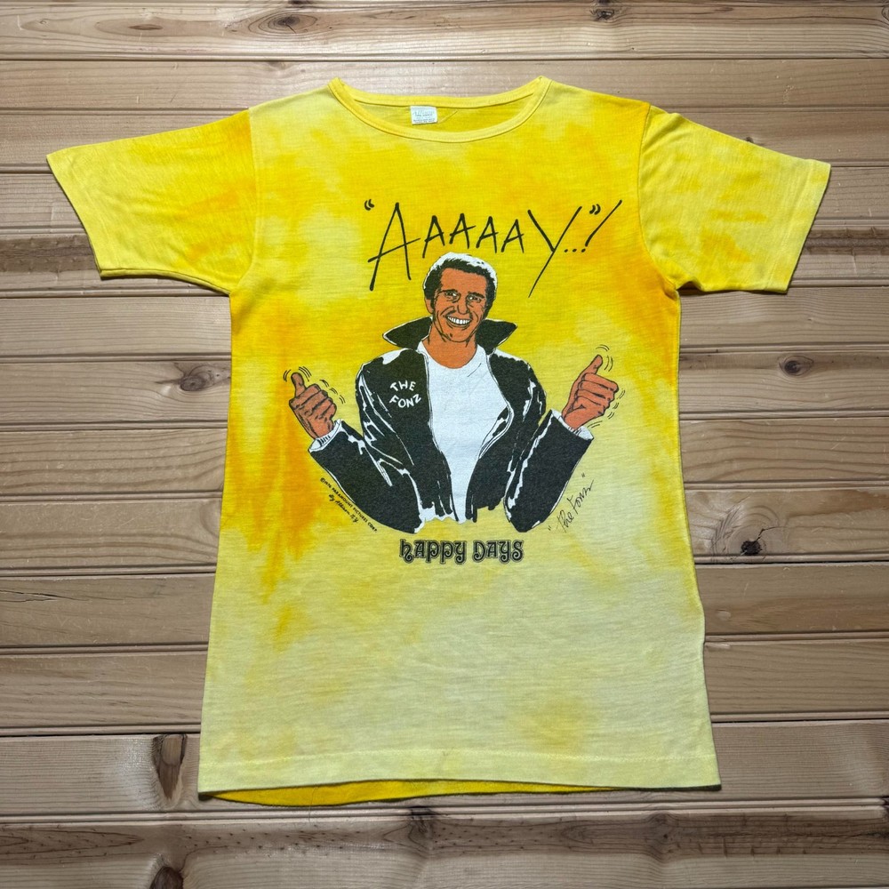 Vintage 70s 1976  The Fonz Happy Days Pop Culture TV Promo T-Shirt - Size Small