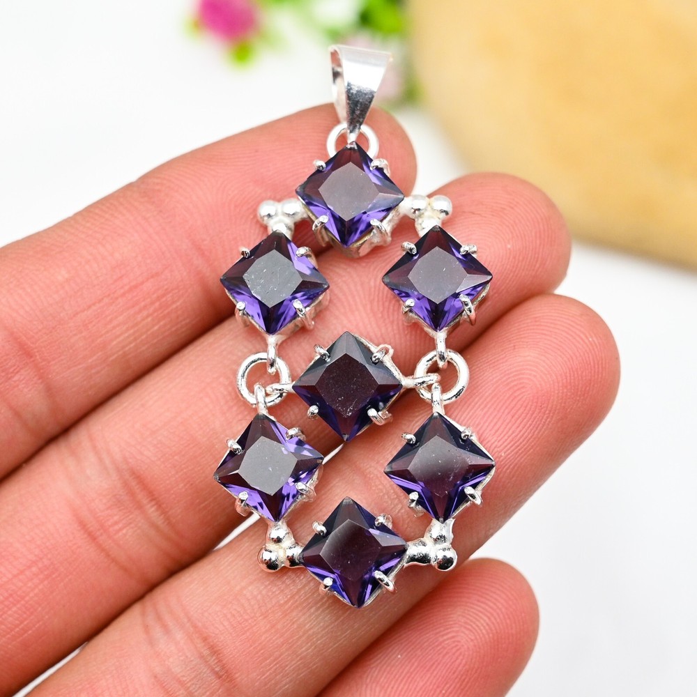 Beautiful Amethyst Gemstone Pendant 925 Sterling Silver Handmade Jewelry Gift