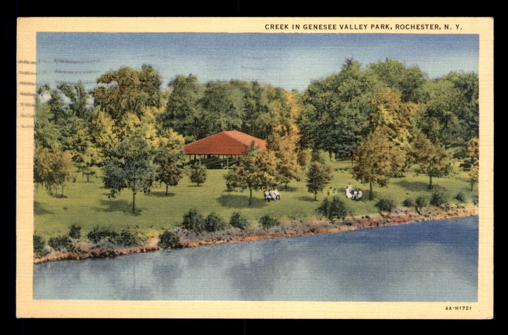 Creek In Genesee Valley Park Rochester New York NY People Posted Postcard