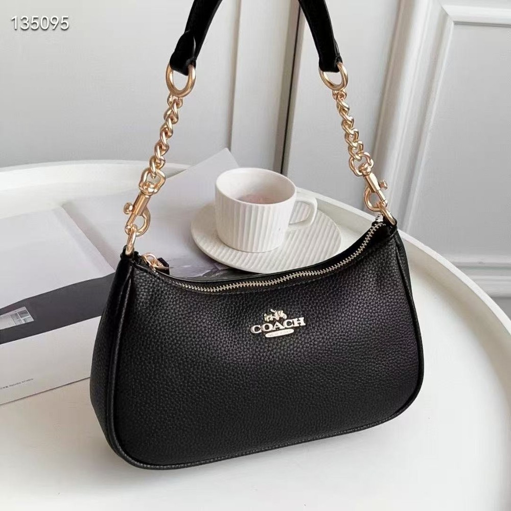 NWT COACH CA209 Teri Shoulder Bag Black Refined Pebble Leather New Free Shipping