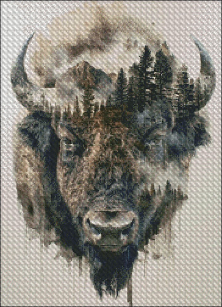 Abstract Buffalo - Counted Cross Stitch Kits Needlework Embroidery DIY-image