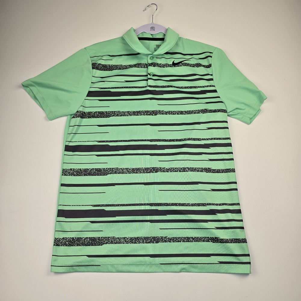 Nike Golf Standard Fit Mens Polo Shirt Size S Dri Fit Short Sleeve Green/Striped