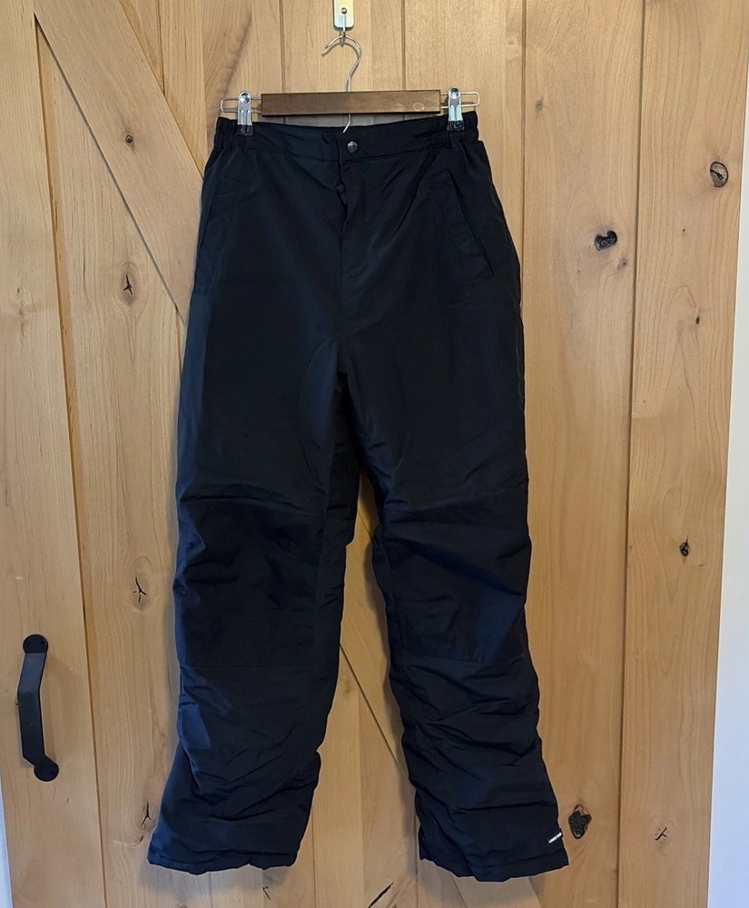 Lands End Kids Size 16 Black Insulated Snow Ski Pants Waterproof Zip Legs