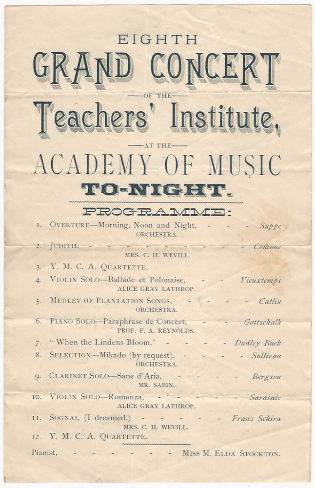 Boston Academy of Music Teachers Institute Grand Concert 1880s Antique Program-image