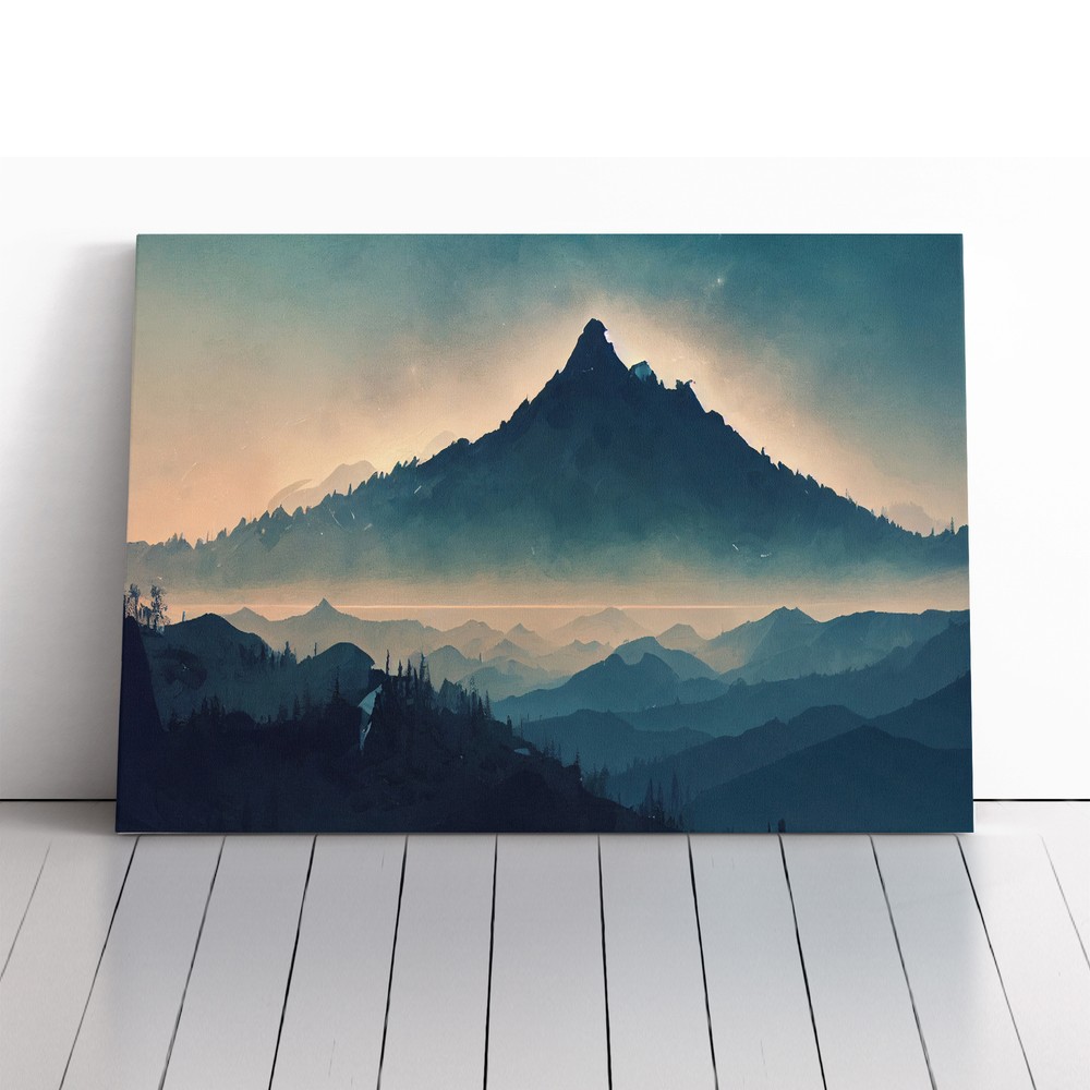 Enlightened Winter Mountains Canvas Wall Art Print Framed Picture Home Decor