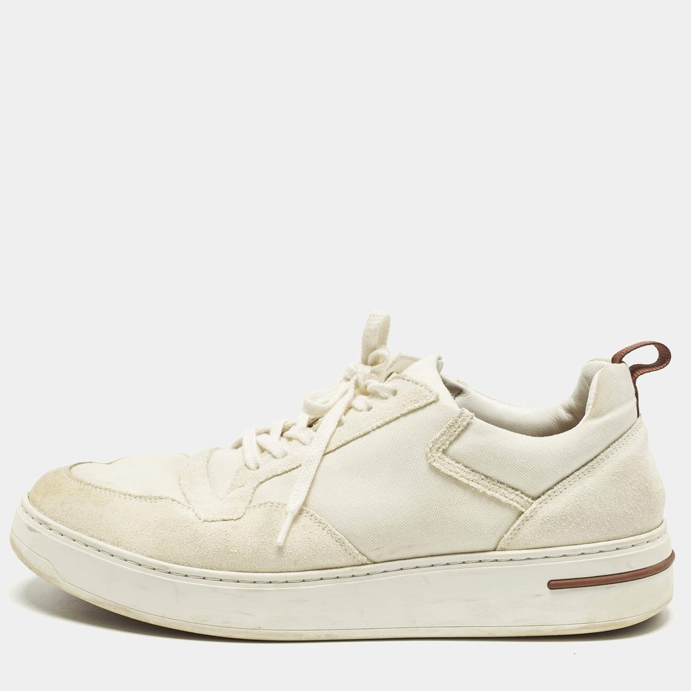 Loro Piana Newport Walk Size 42 Two Tone Canvas and Suede Lace Up Sneakers
