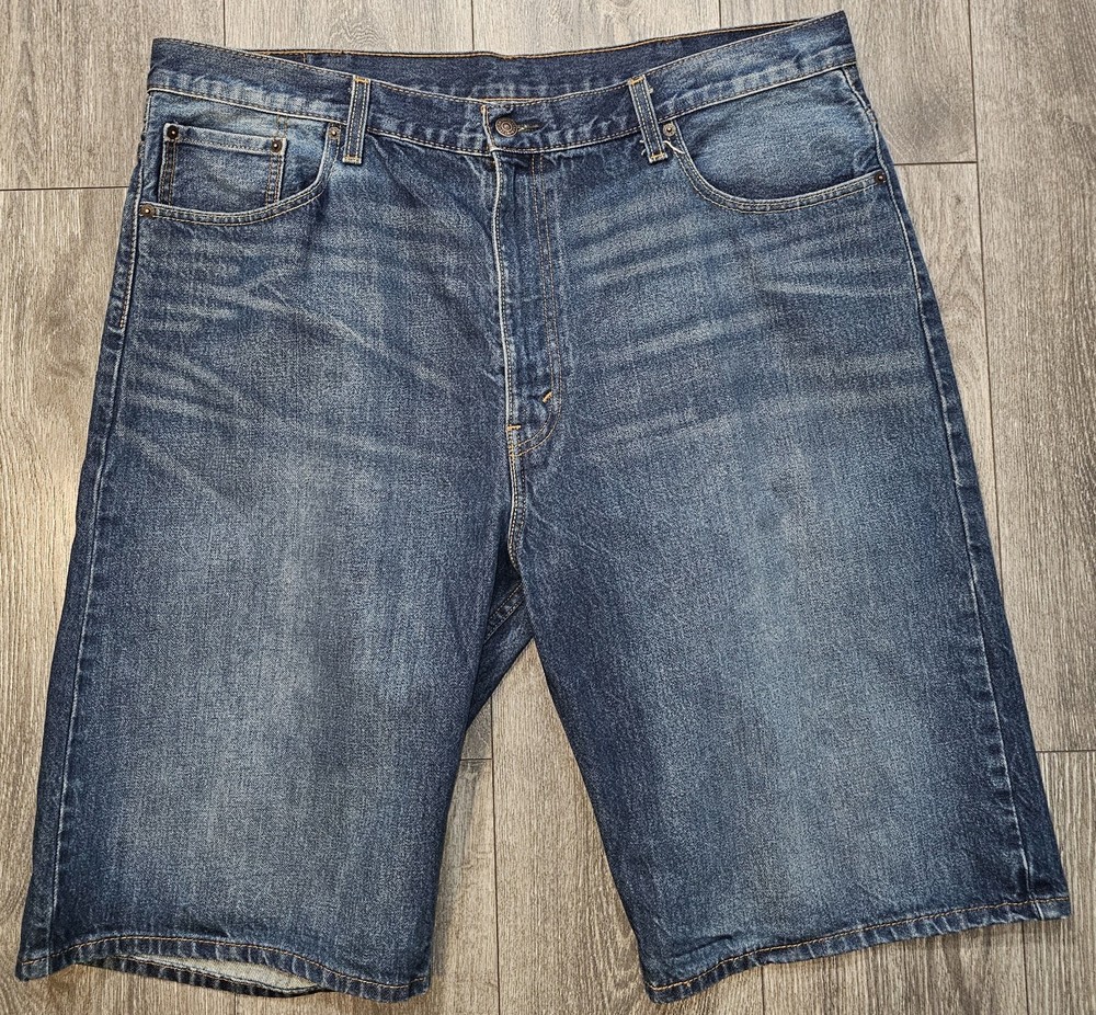 Levi's 569 Loose Straight Denim Jean Shorts Medium Wash Blue Mens Size 40 Grunge