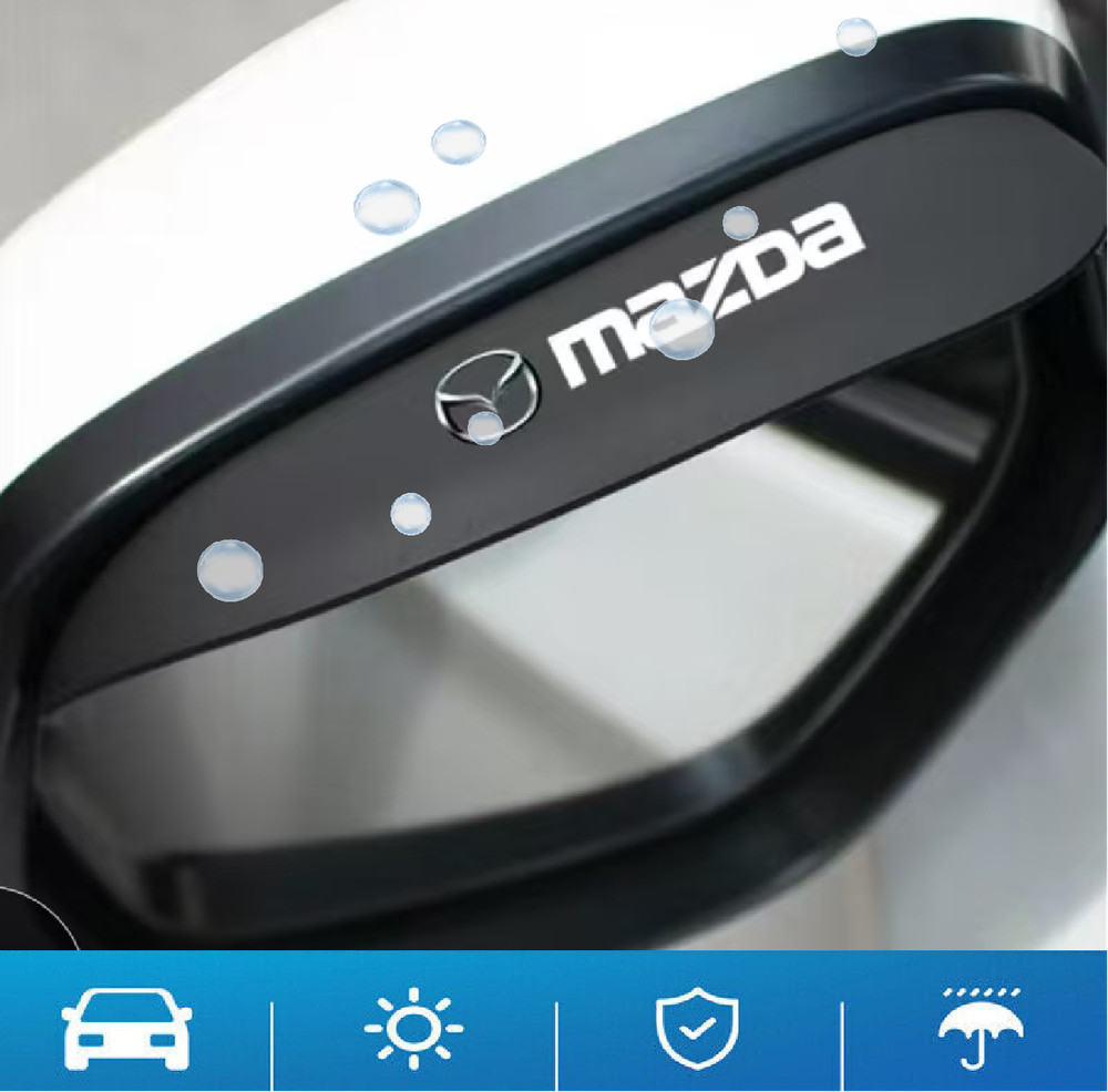 2X Mazda Rearview Mirror Rain Guard Sun Visor Eyebrow Car Accessories