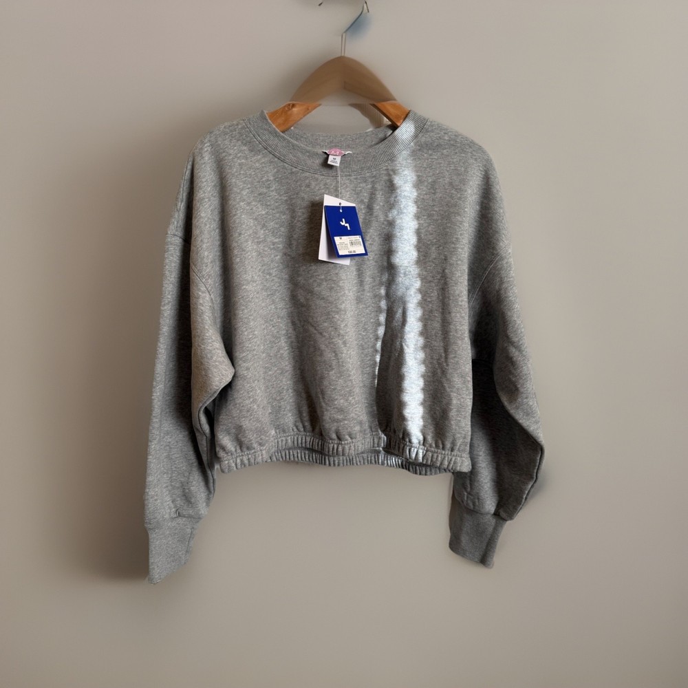 JoyLab Fleece Cropped Crewneck Pullover Sweatshirt - Women's Gray Size M