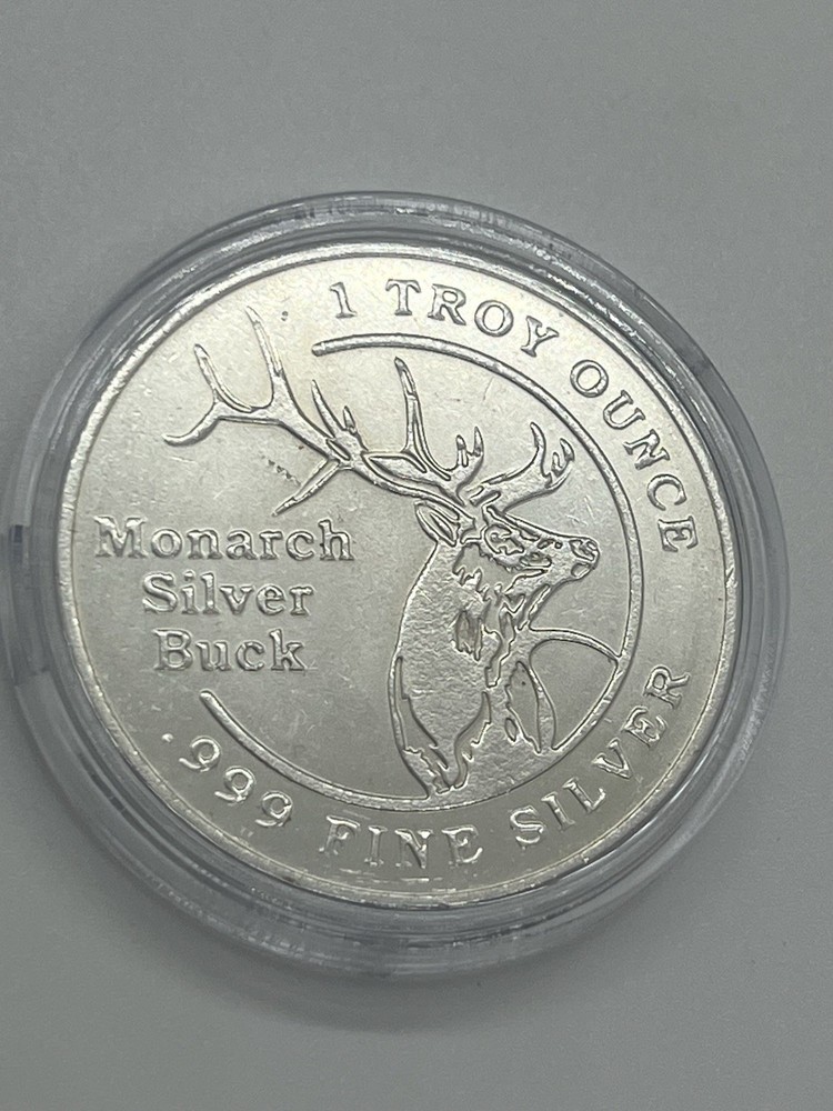 Monarch Silver Buck Commercial Round 1 Troy oz.999 Fine Silver w/Capsule-Rare
