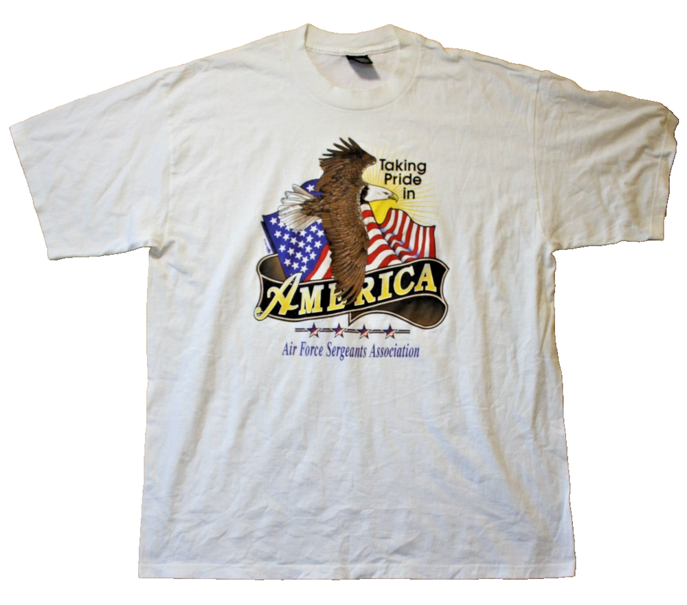 Vintage 90s Air Force Sergeants Association T Shirt USA Made XL Eagle Military