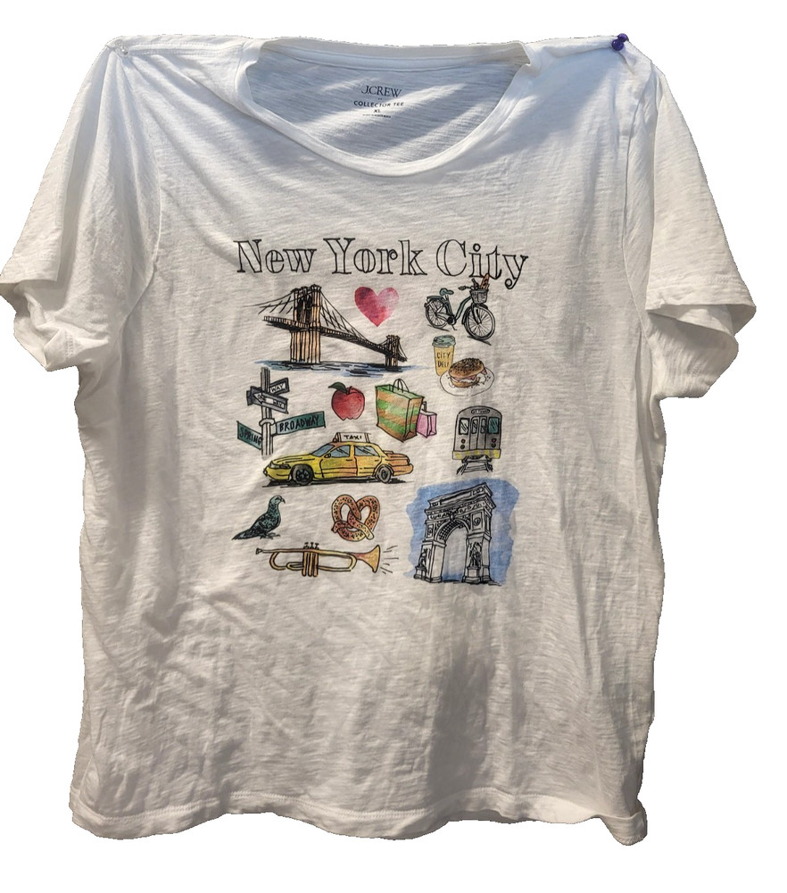 J Crew Factory collector tee New York City Landmarks t-shirt White Womens Xlarge