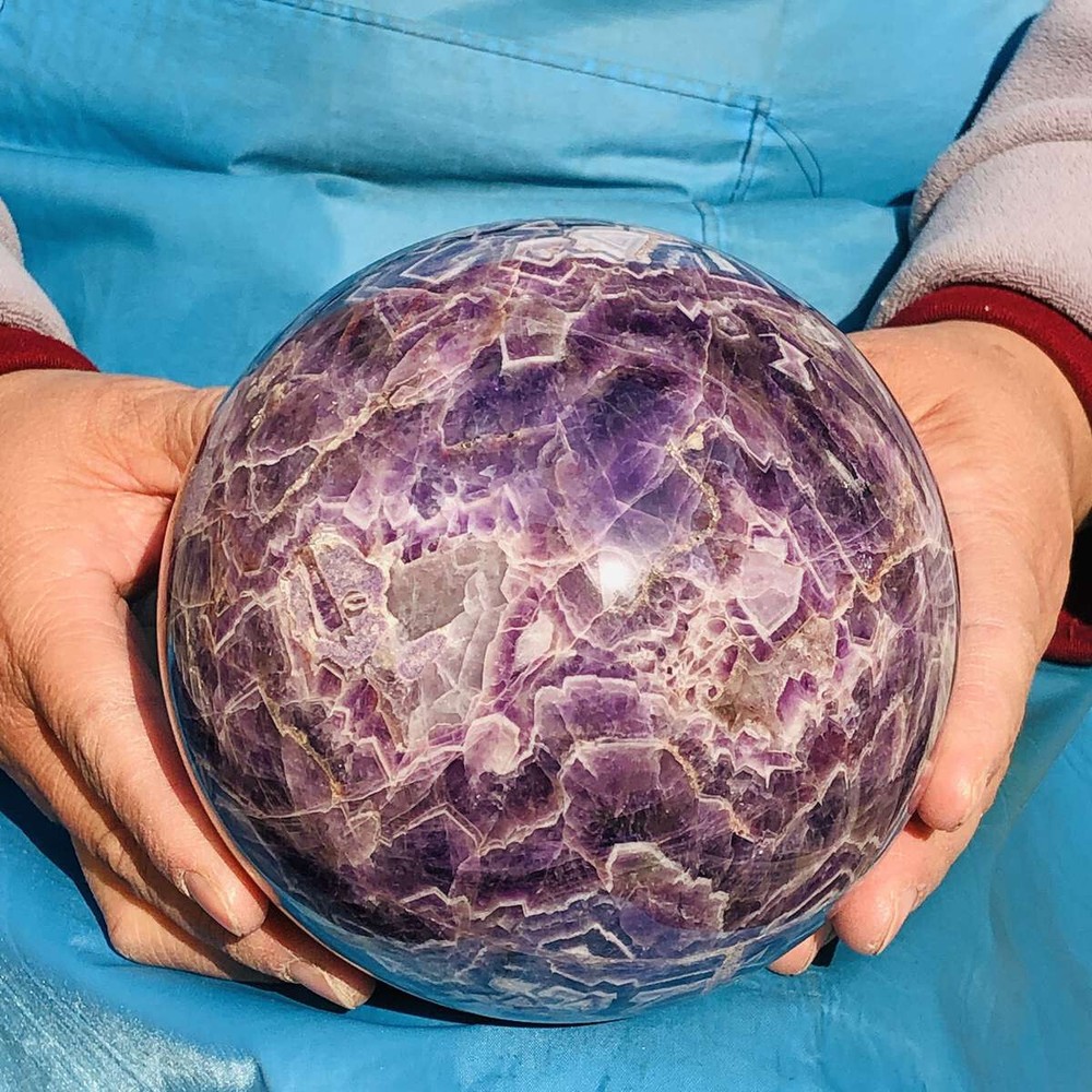 2720G Natural Beautiful Dream Amethyst Quartz Crystal Sphere Ball Healing 3325