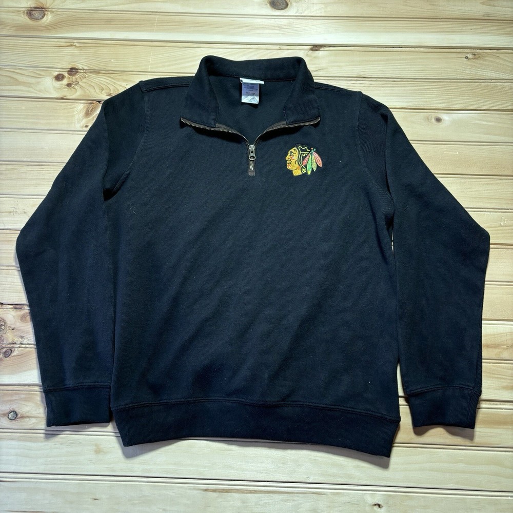 Chicago Blackhawks NHL Team Apparel Quarter Zip Pullover Sweatshirt Size Medium