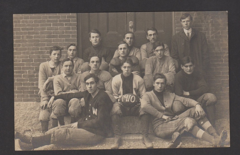 RPPC 1910 Waterville Me High School Football Team Real Photo Postcard