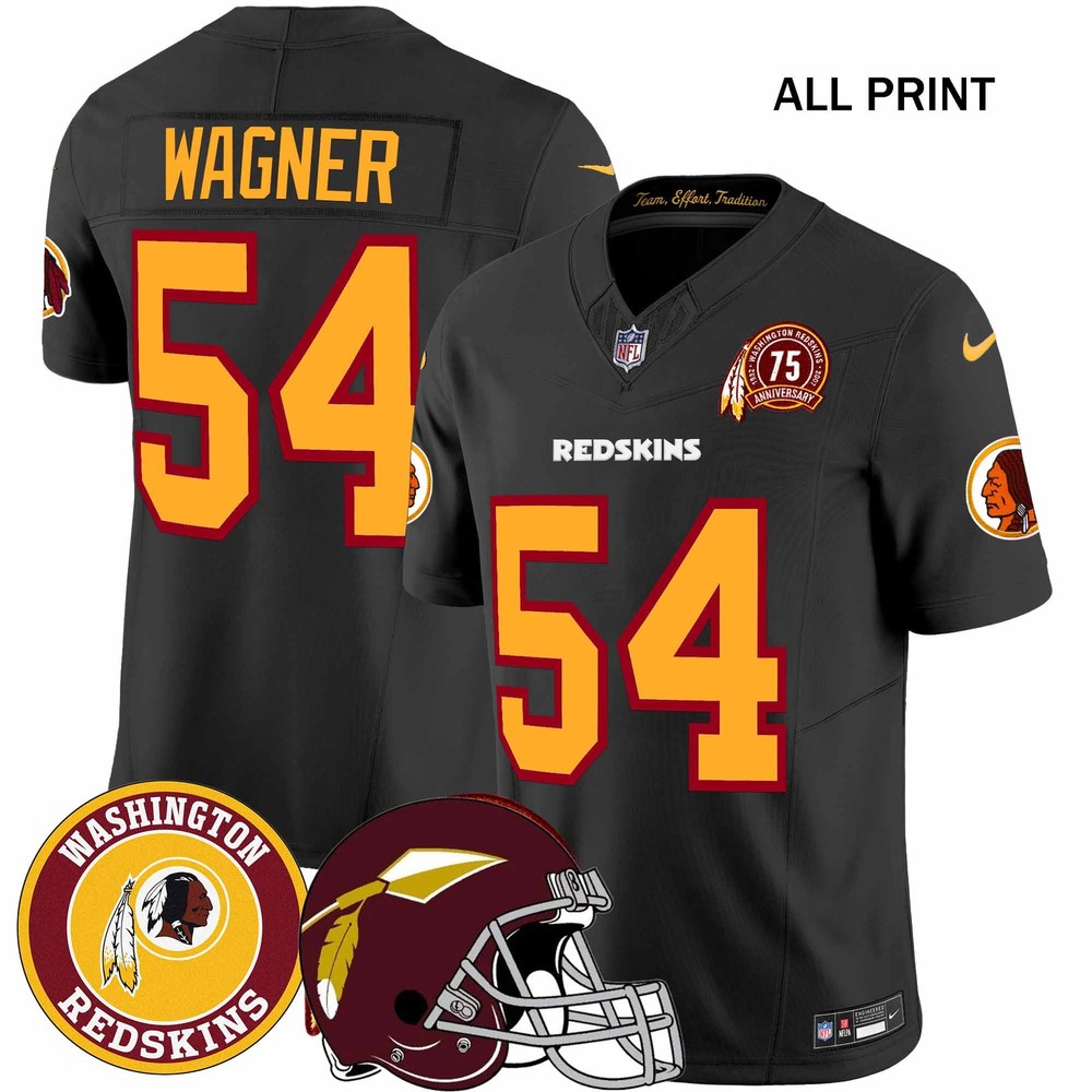 Washington Redskins 75th Anniversary Bobby Wagner #54 Football Jersey - Full Print