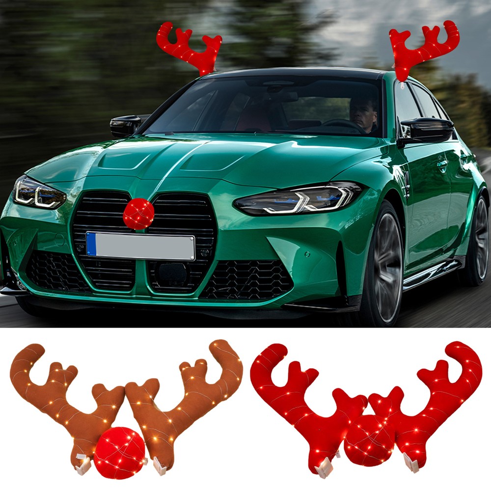 Deer Antlers for Car Reindeer Antlers Auto Christmas Decoration Deer Horn Kit