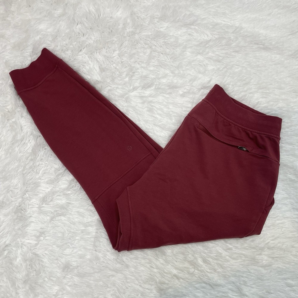 Lululemon Mens Size L Large Joggers Maroon Red Sweat Pants Zip Pocket Stretch