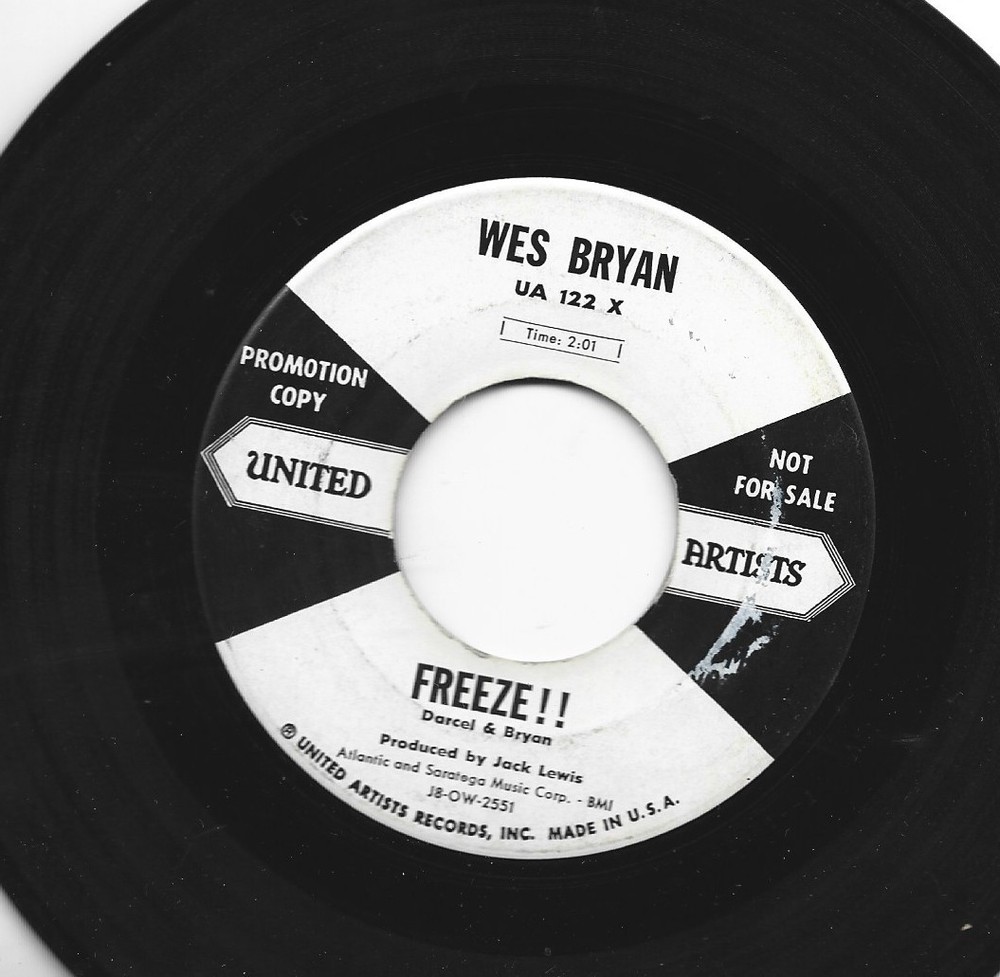 ROCKABILLY bw TEEN DOOWOP 45 -WES BRYAN- FREEZE! -HEAR -1958 PROMO UNITED ARTIST