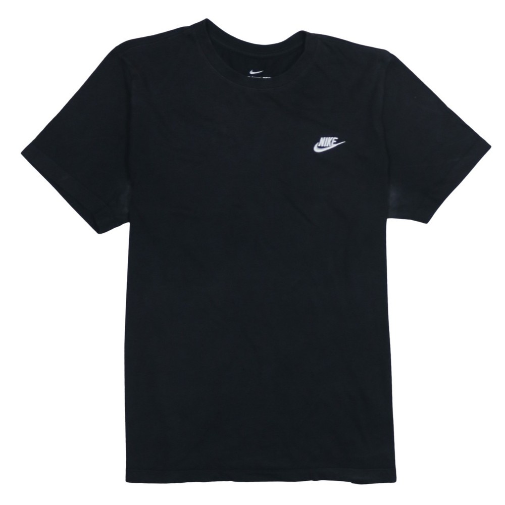 Nike Mens T Shirt Black Cotton Dri Fit Swoosh Logo Sports Tee Short Sleeve L