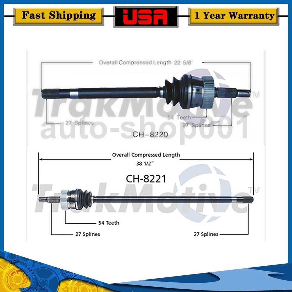 TrakMotive Front Driver Passenger Side CV Axle Joint For Jeep Cherokee 1984