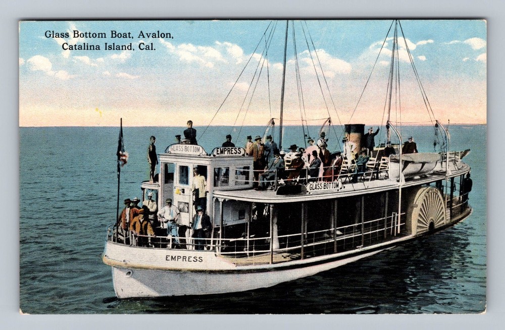 Catalina Island CA-California Glass Bottom Boat Avalon Vintage Postcard Postal