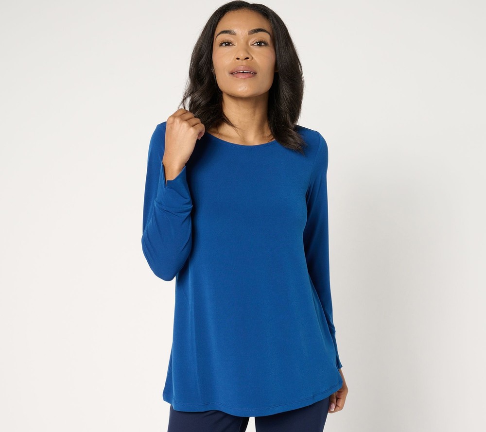 Susan Graver Women's Top Sz XS Essentials Liquid Knit Tunic Blue A677169