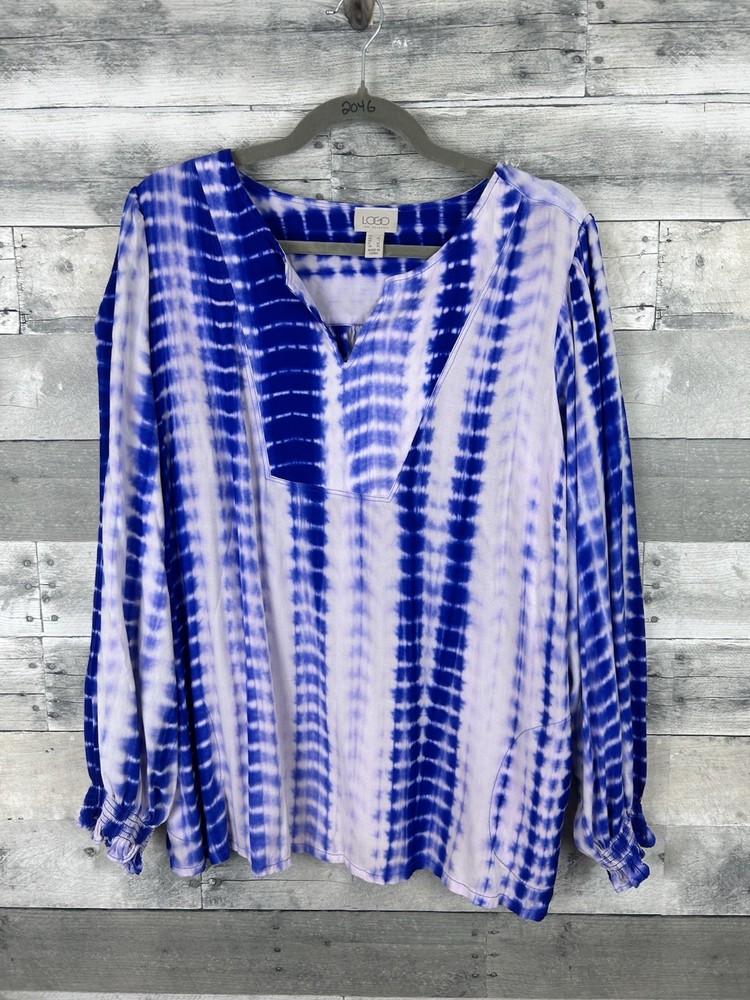 LOGO Lori Goldstein Women’s Large Tye Dye Long Sleeve Blouse